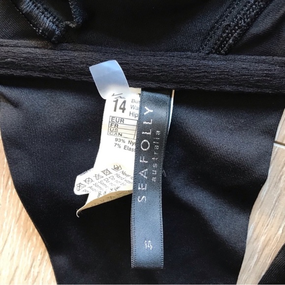 Seafolly Bikini two piece set Australian Swimwear size 12/14 black red floral - Picture 4 of 7